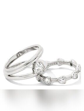 Kendra Scott Arden Triple Ring Set Silver White Crystal